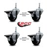 Service Caster 3 Inch Hard Rubber 12 MM Threaded Stem Caster Set with Brake SCC-TS20S314-HRS-PLB-M1215-4